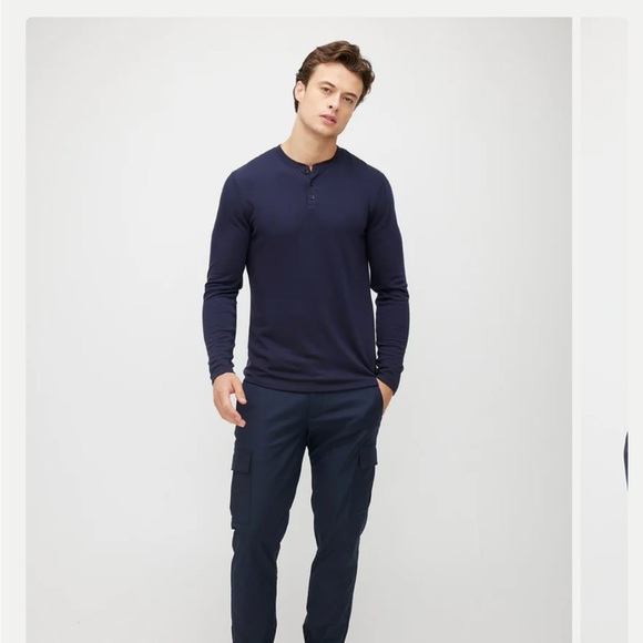 Kit + Ace Men's BFT Long-sleeve henley, size L, navy - Picture 5 of 6
